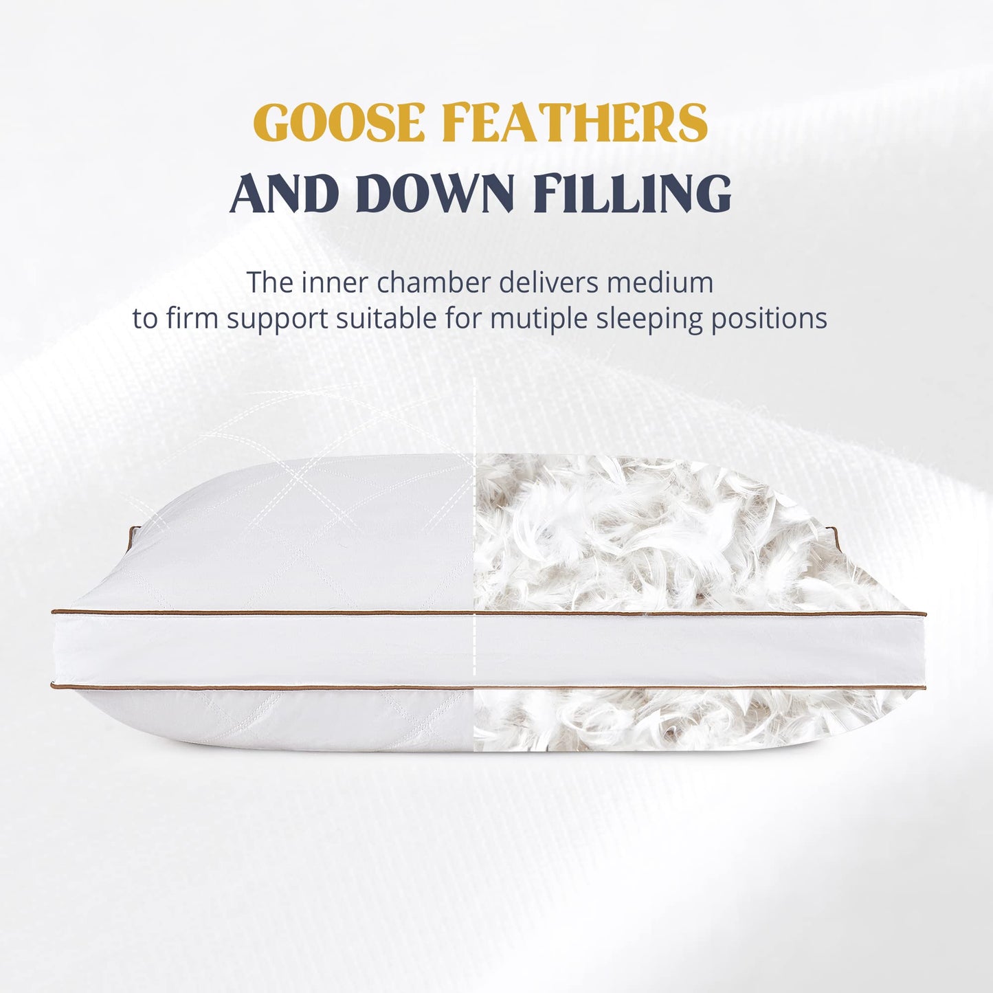 puredown Goose Down Gusseted Bed Pillows Set