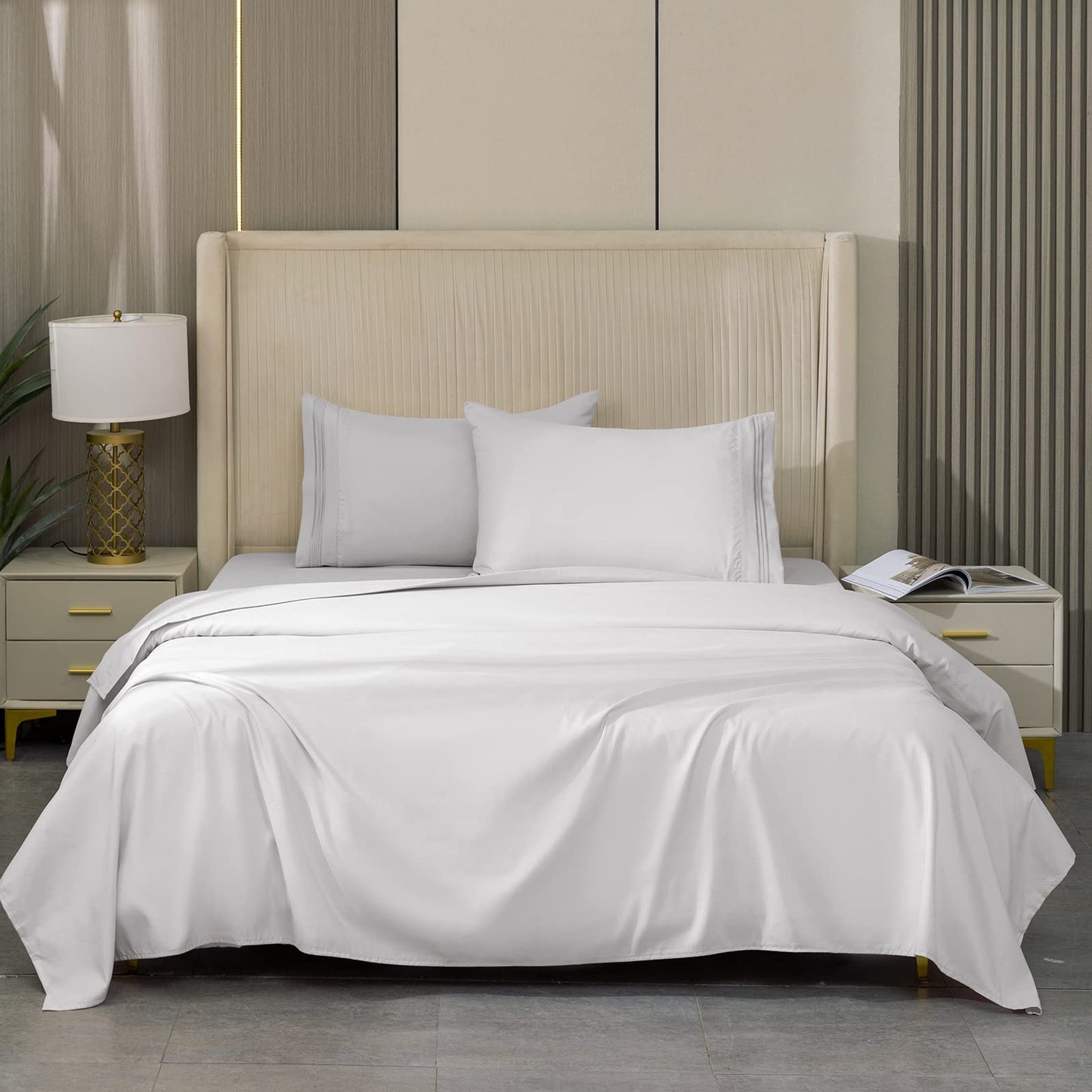 REDKEY Twin Size Bed Sheets Set 3 Piece Set Soft Breathable Bedding Sheets & Pillowcases Sets Deep Pocket Twin Bed Sheets Wrinkle Resistant - Easy Care (Twin,Light Grey)