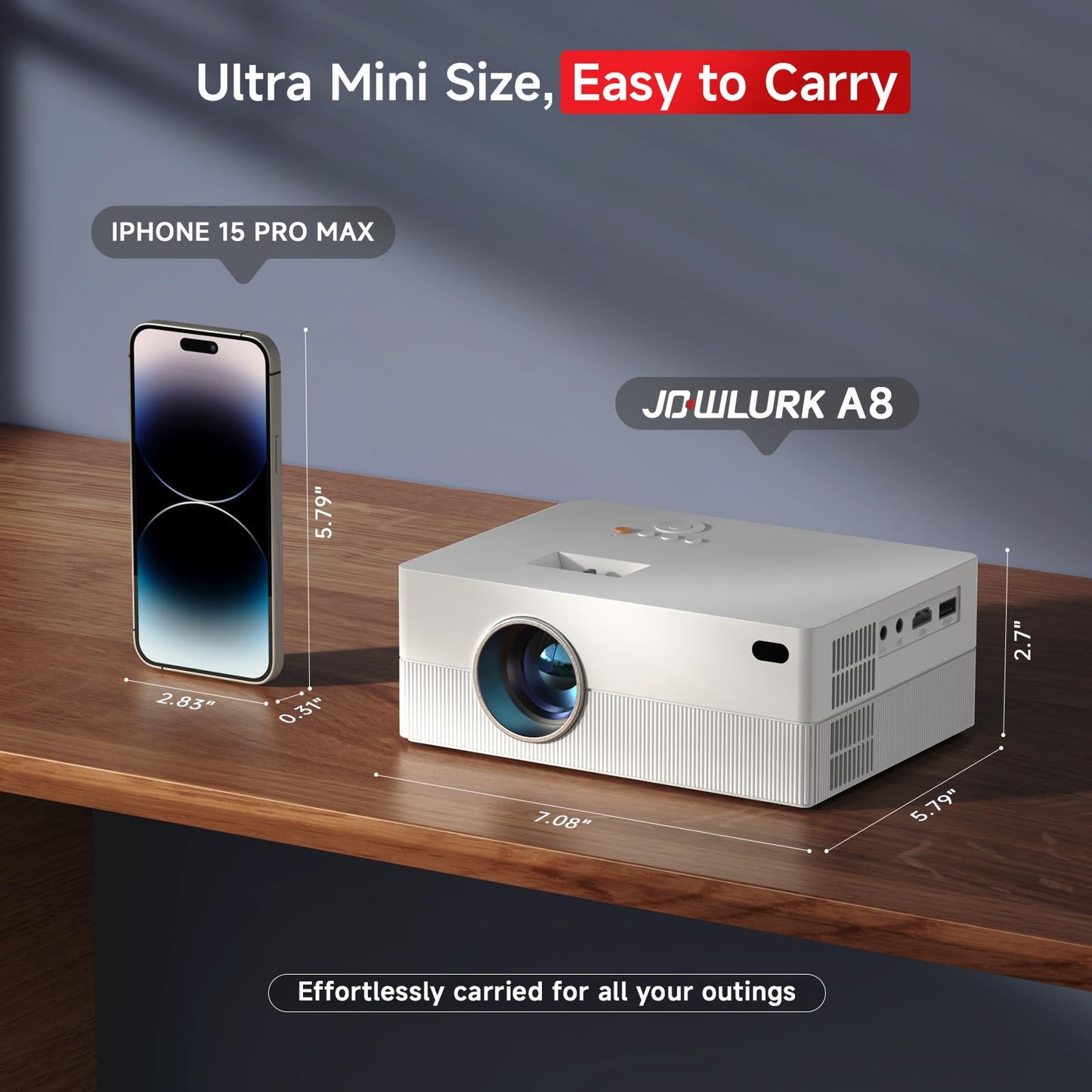 1080P Mini Projector with WiFi and Bluetooth