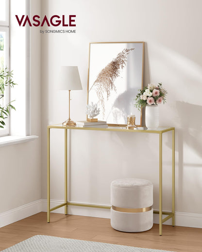 VASAGLE Modern Entryway Console Table with Glass Top