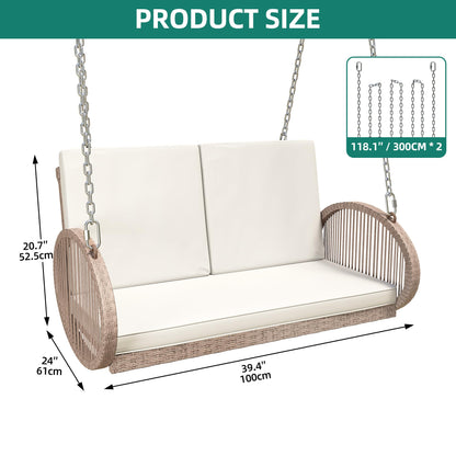 YITAHOME 2-Seater Wicker Porch Swing with Cushions