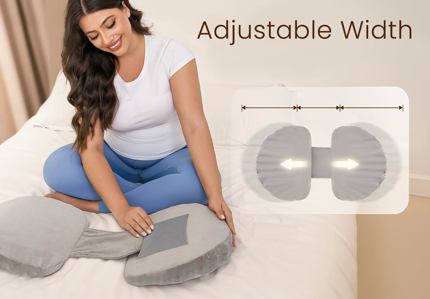 Pregnancy Pillow for Sleeping Memory Foam Pillow for Side Sleeper, Maternity Pillow Support for Back, Belly, HIPS for Pregnant Women, Portable and Adjustable Travel Wedge Velvet Grey