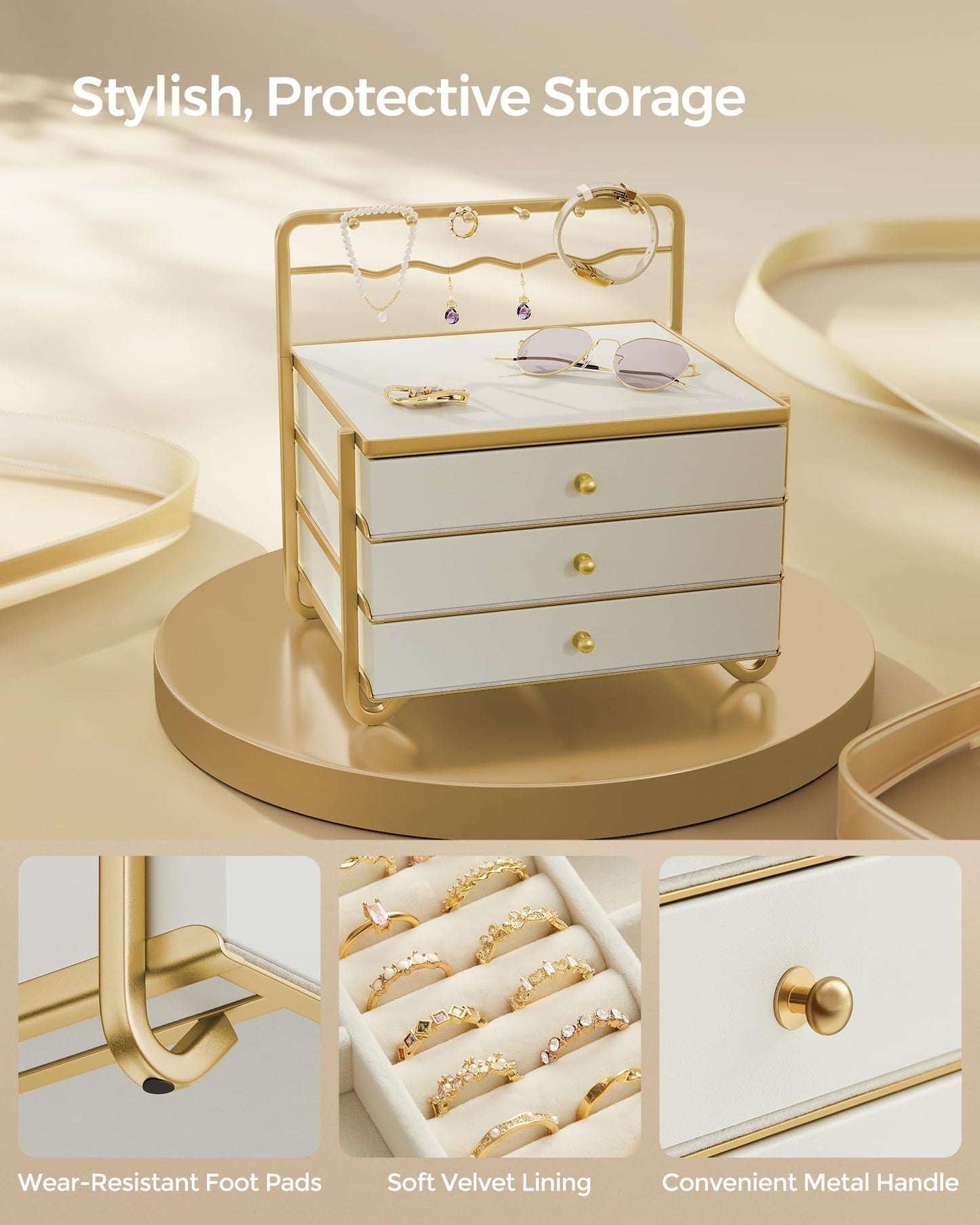 SONGMICS 3-Tier Jewelry Organizer with Hanging Rack
