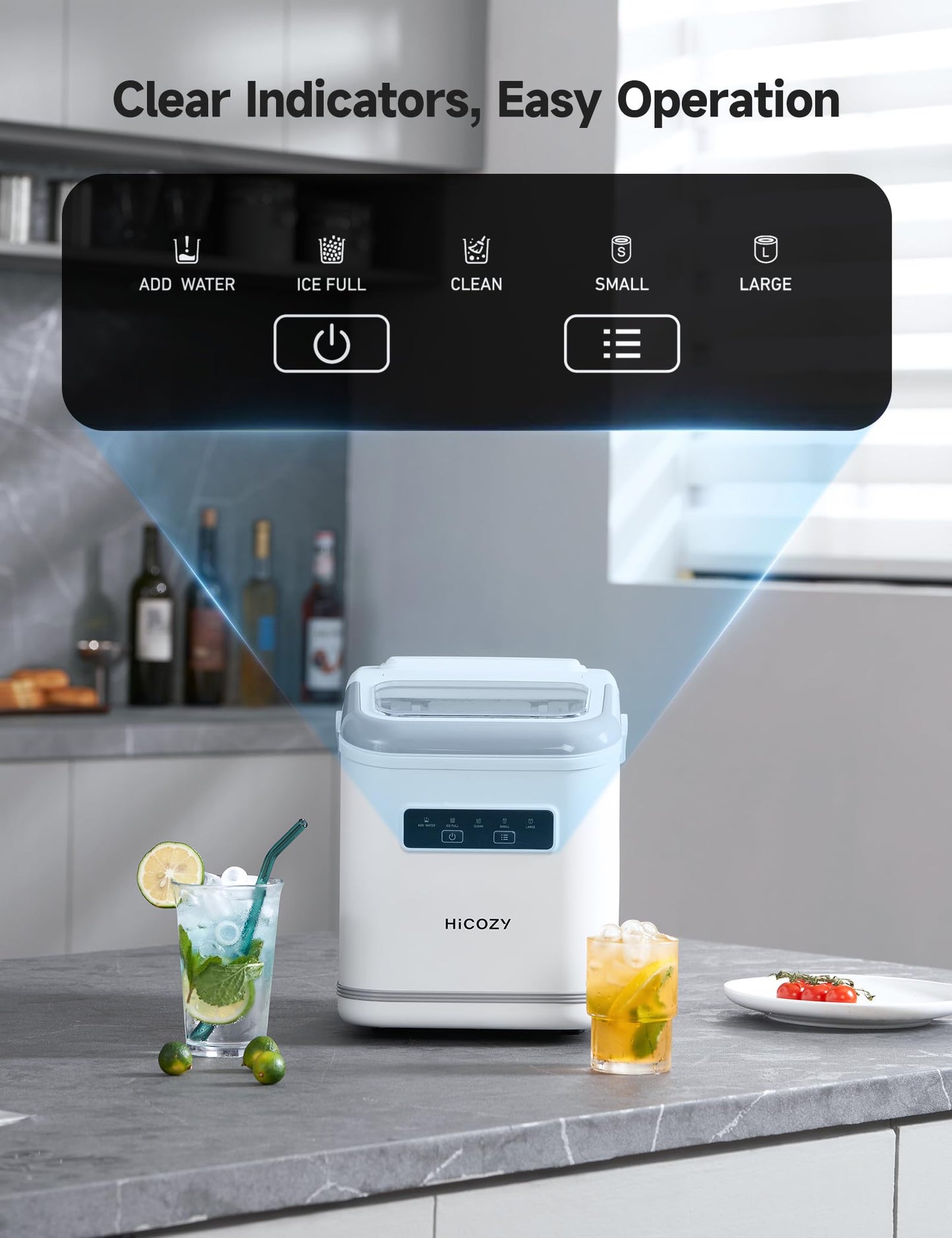 HiCOZY Portable Ice Maker - 26 lbs/Day