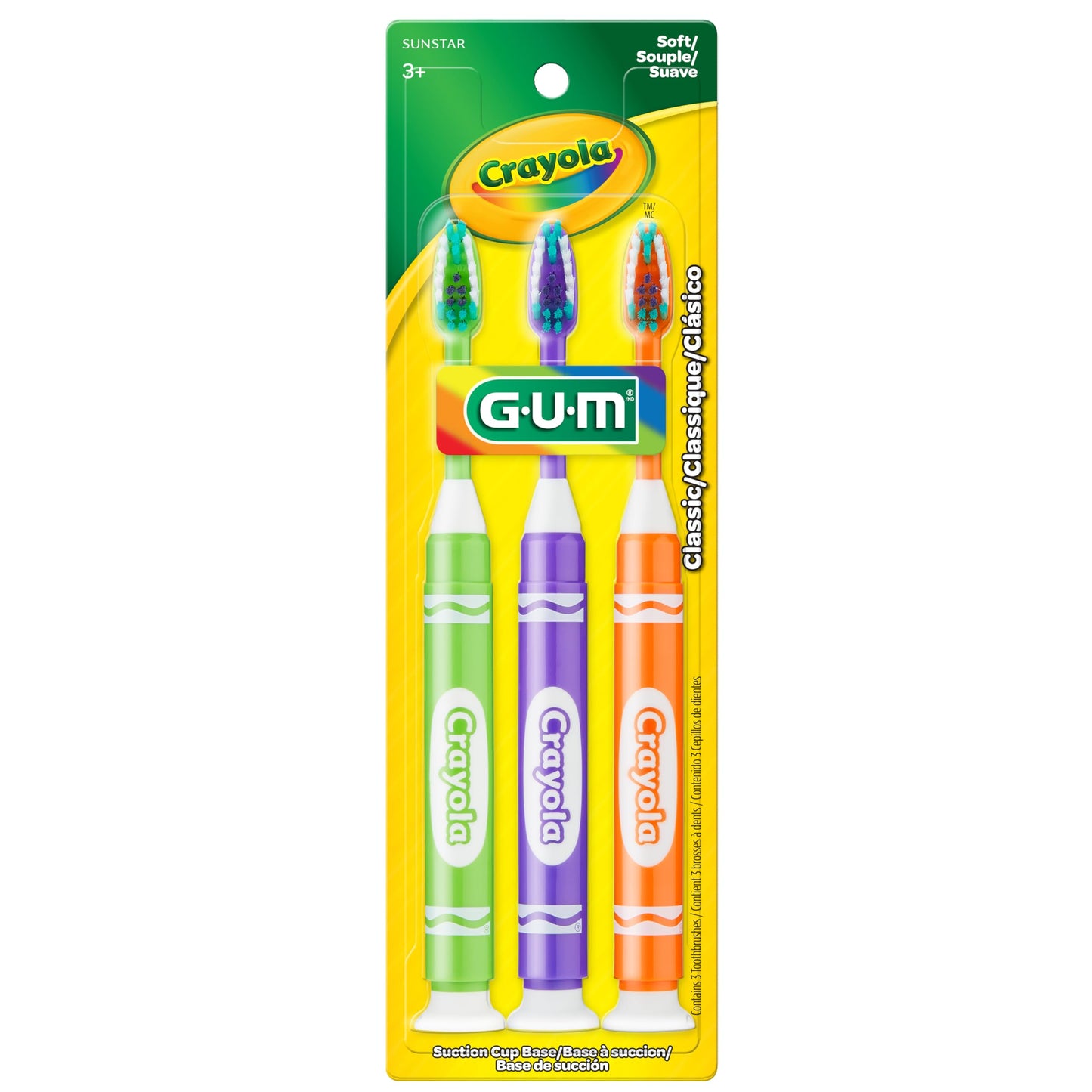 GUM Kids Soft Bristle Toothbrush Set, 3 Count