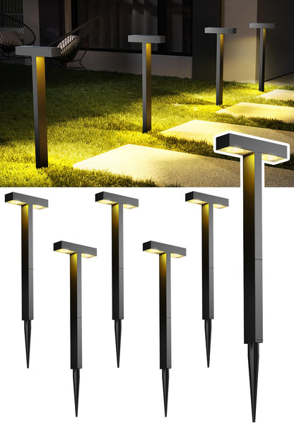 ROSHWEY Solar Pathway Lights, 6 Pack Solar Lights Outdoor Waterproof IP65, Modern Solar Path Lights, Outside Lights Solar Powered Landscape Lighting for Yard, Walkway, Driveway, Patio, Warm Light