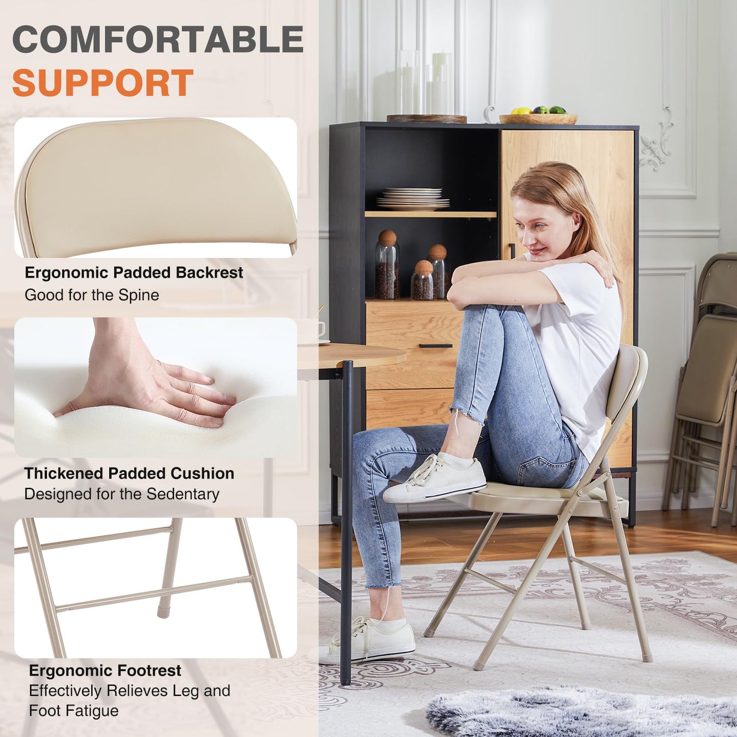 Sweetcrispy 6-Pack Leather Folding Chairs for Indoor/Outdoor