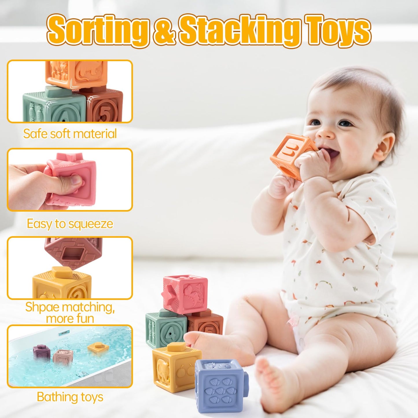 Montessori Stacking Toy Set for Babies 0-12 Months