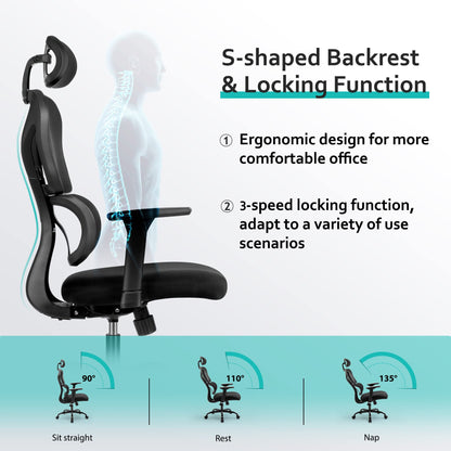 KERDOM Ergonomic Mesh Office Chair with Headrest