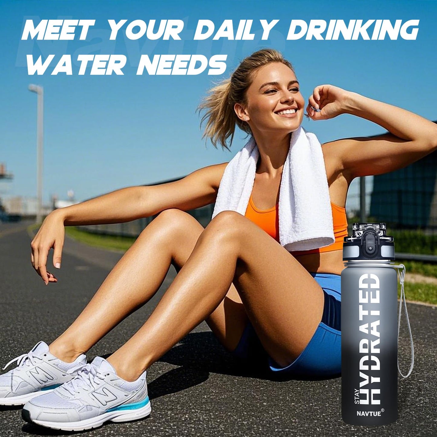 16oz Motivational Water Bottle with Time Marker