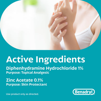 Benadryl Original Strength Itch Stopping Anti-Itch Cream, Diphenhydramine HCl Topical Analgesic & Zinc Acetate Skin Protectant, Relief from Most Outdoor Itches, 1 oz