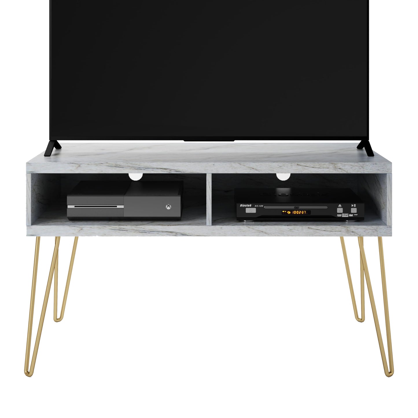 Novogratz Athena TV Stand for TVs up to 42", White Faux Marble