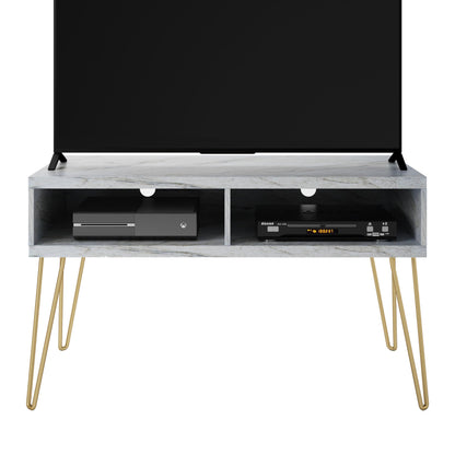Novogratz Athena TV Stand for TVs up to 42", White Faux Marble