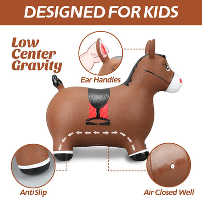 Skyroku Inflatable Bouncing Horse for Kids – Fun Ride-On Toy with Ear Handle, Soft & Durable, Promotes Physical Activity, Perfect for Indoor & Outdoor Play, Ages 1-5