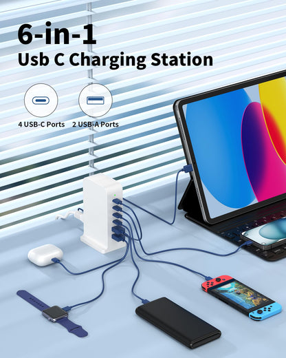 6-Port USB C Charging Station by VPSUN