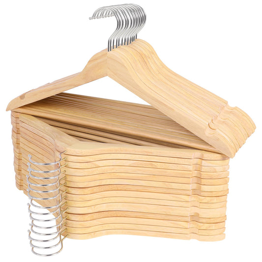Wooden Coat Hangers 30 Pack with Swivel Hooks