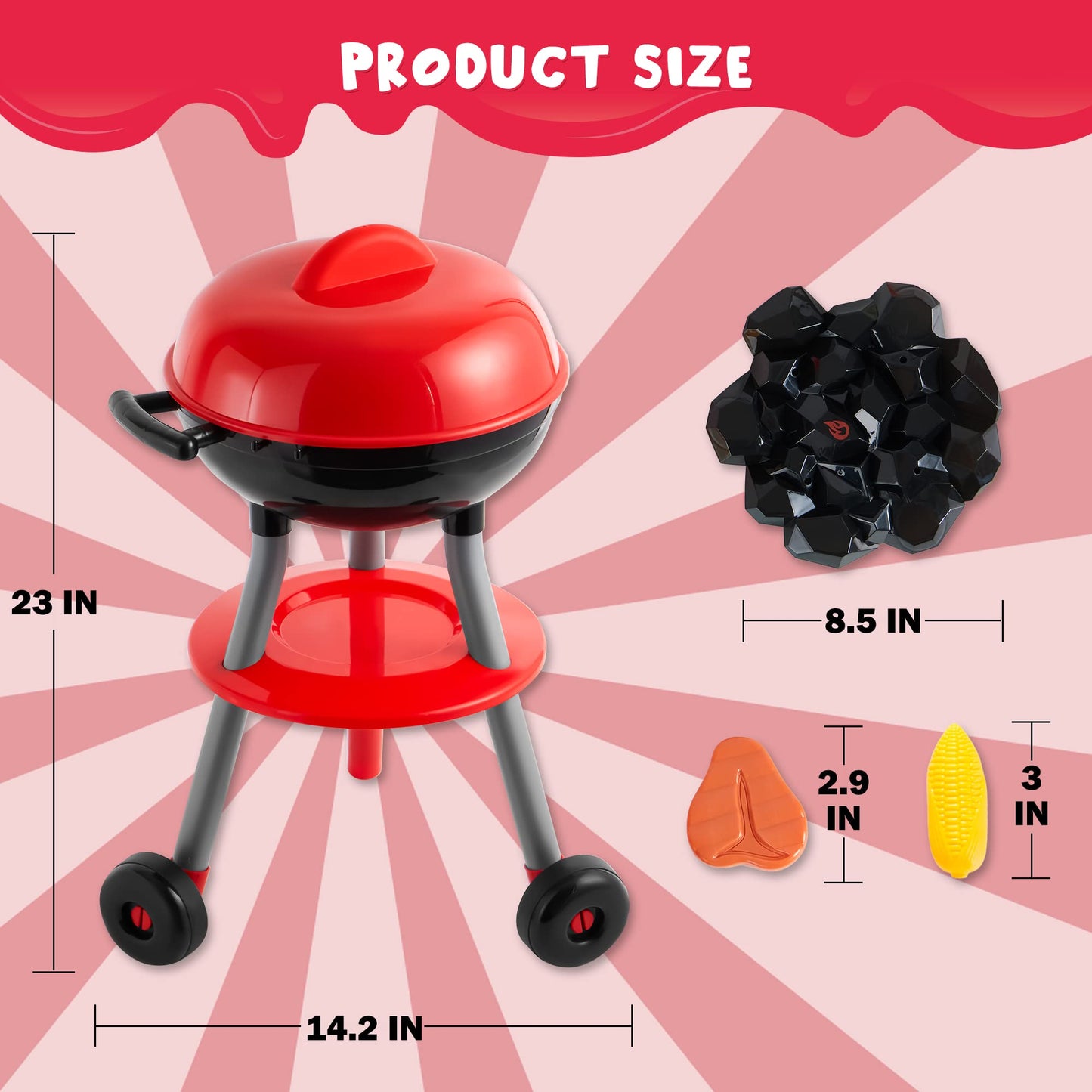 24 PCS Little Chef Barbecue BBQ Cooking Kitchen Toy Interactive Grill Play Food Cooking Playset for Kids Kitchen Pretend Play