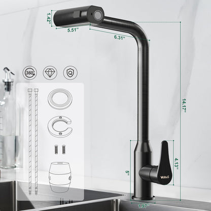 VallisCo Pull Down Kitchen Faucet with Sprayer