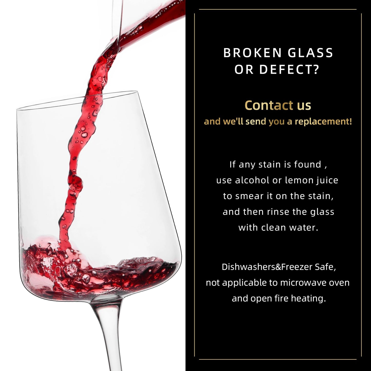 YIBEZ Set of 4 Crystal Red Wine Glasses