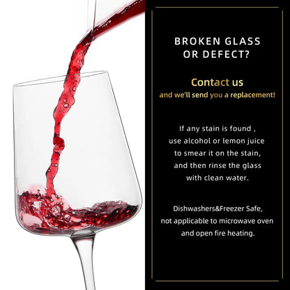 YIBEZ Set of 4 Crystal Red Wine Glasses