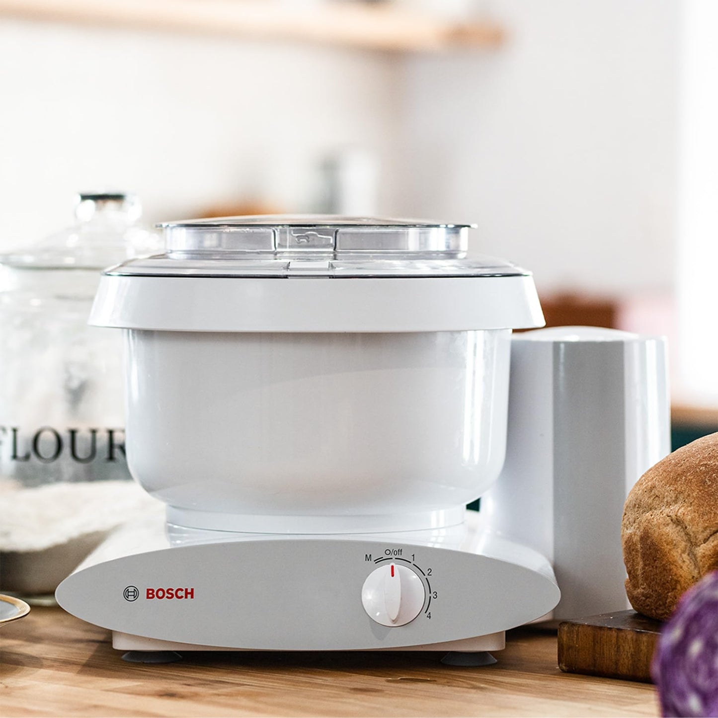 Bosch Universal Plus Stand Mixer with NutriMill Baker's Pack Accessory Bundle including Bowl Scraper, Cookie, and Cake Paddles