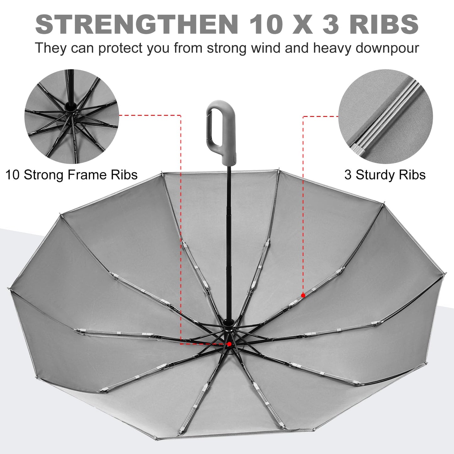 Windproof Compact Travel Umbrella for Rain