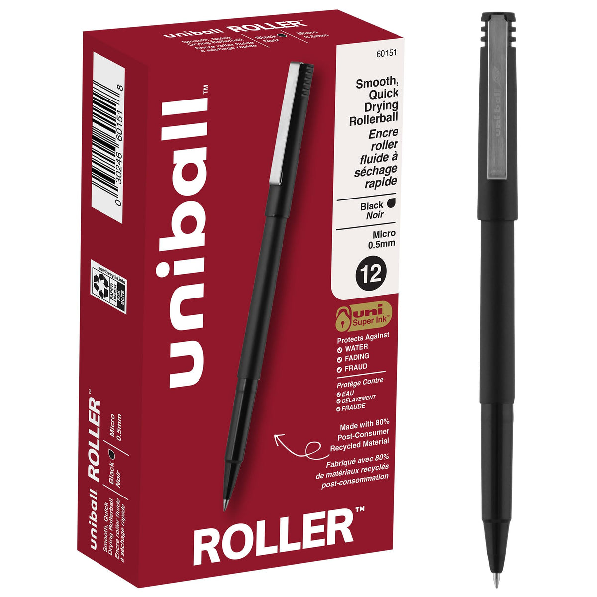 12 Pack Uni-Ball Micro Point Rollerball Pens