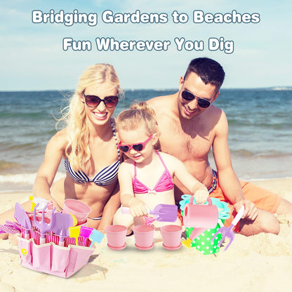 Kids Gardening Tools Set with Tote Bag & Pots