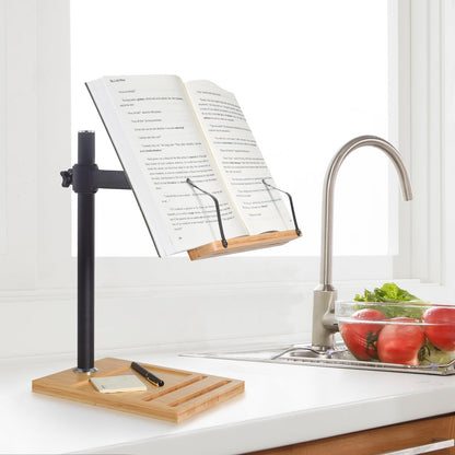 Adjustable Book Stand with Phone Slot & Clips
