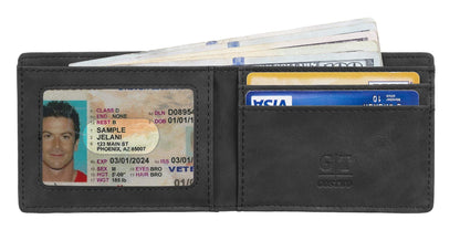 Gostwo Mens Slim Minimalist Front Pocket Wallet Genuine Leather ID Window Card Case RFID Blocking (Black Vintage)