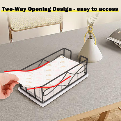 Winmien Napkin Holder with Marble Base, Guest Towel Paper Dispenser for Table, Modern Metal Napkin Stand, Ideal for All Kitchen Bathroom Vanity, Kitchen Decor Accessories (Matte Black, 3.2 Inch)