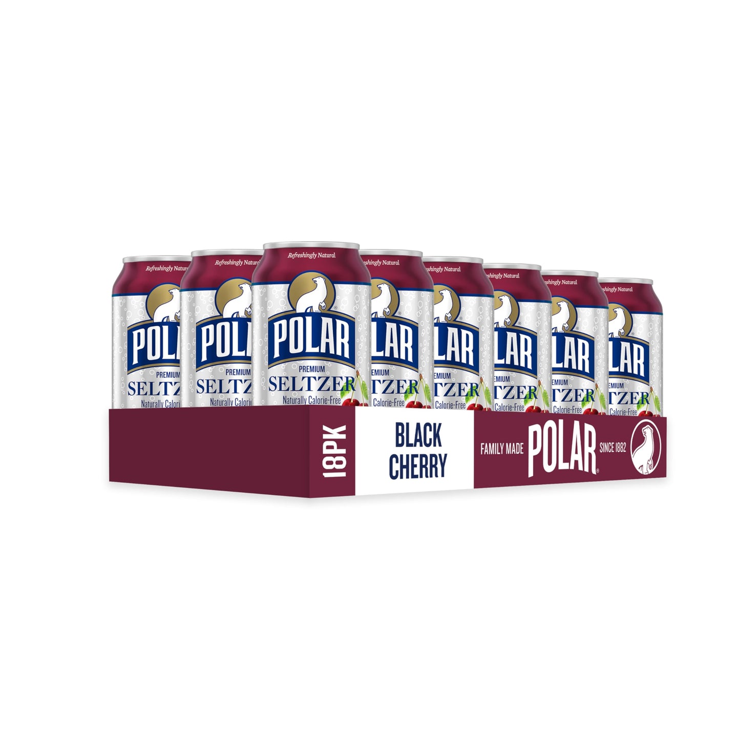 Polar Seltzer Water Black Cherry, 12 fl oz cans, 18 pack
