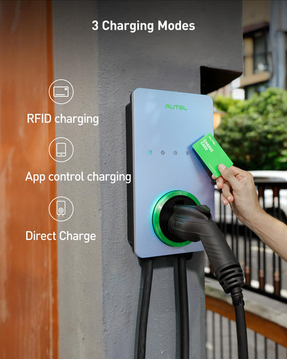 Autel Home Smart Electric Vehicle (EV) Charger up to 50Amp, 240V, Indoor/Outdoor Car Charging Station with Level 2, Wi-Fi and Bluetooth Enabled EVSE, Hardwired,25-Foot Cable,Sierra Blue