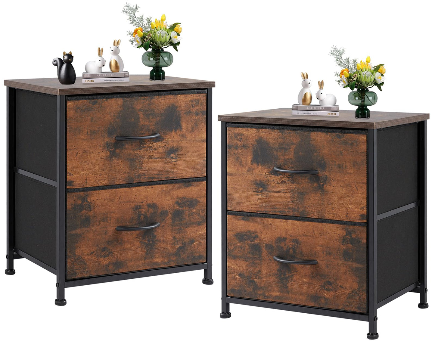 Sweetcrispy Nightstand Set of 2 with 2 Storage Drawers