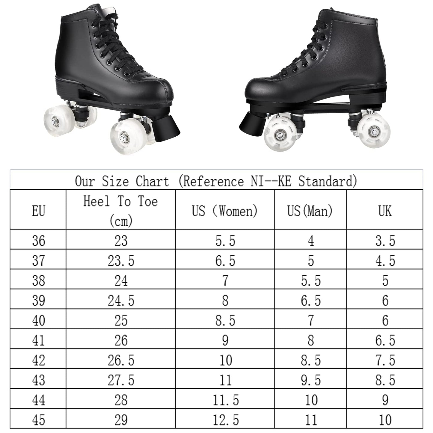 PERZCARE Roller Skates for Women,Double Row 4 Wheels Shiny Quad Men Skates,PU Leather High-top Roller Skates for Girls/Boys/Ladies/Unisex Indoor/Outdoor