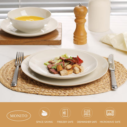 Ceramic 12-Piece Dinnerware Set in Cream White