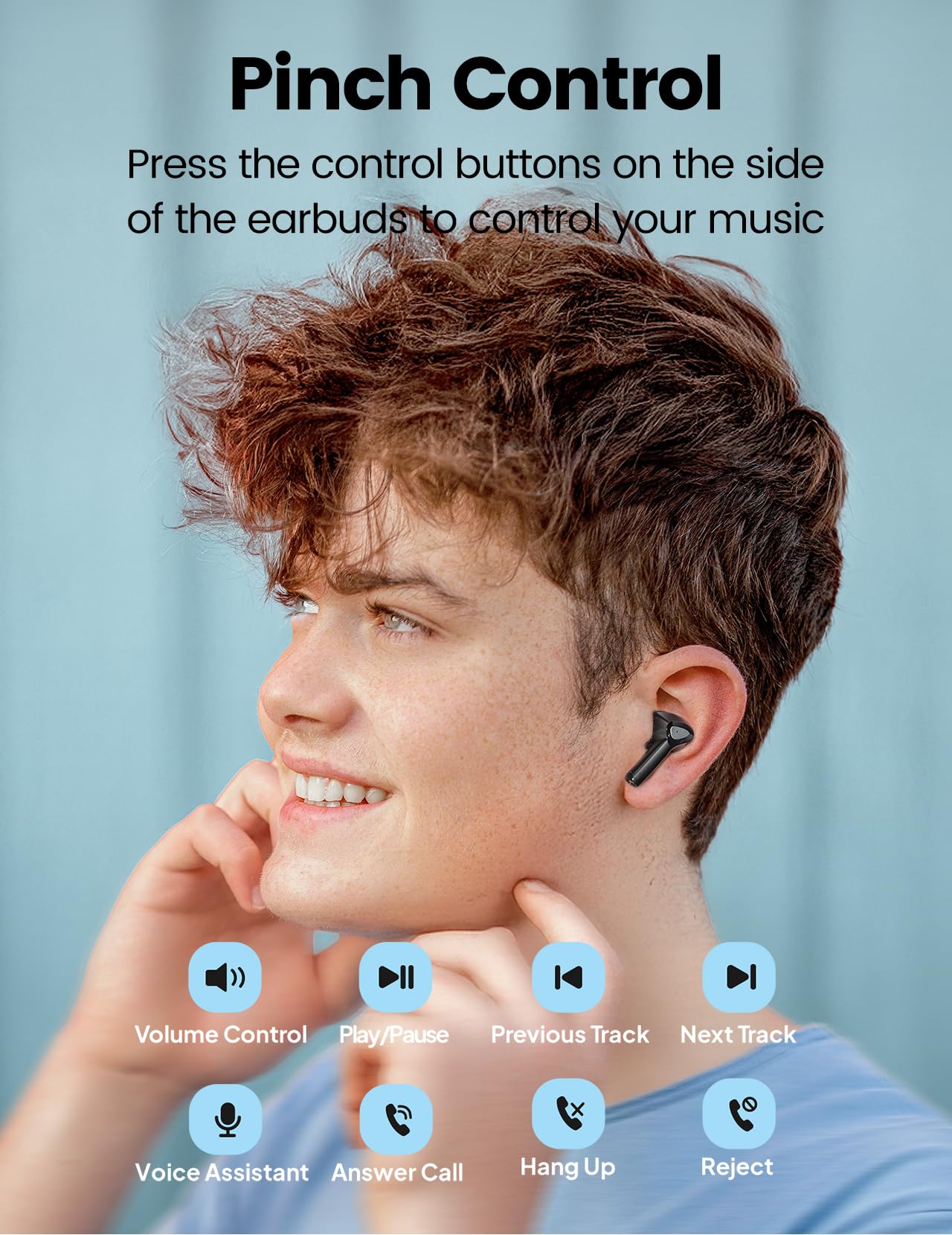 Wireless Bluetooth Earbuds With LED Touch Screen