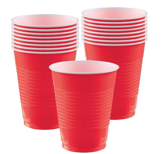 Party City Red 18oz Disposable Plastic Cups, 16 Count