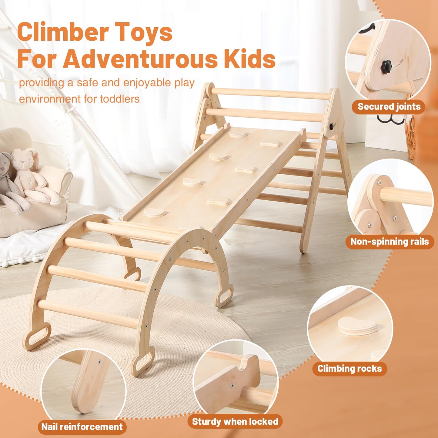 Wooden Climbing Triangle for Toddlers - Montessori Toys