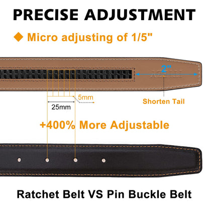 ITIEZY Adjustable Leather Ratchet Belt for Men