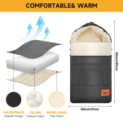 Winter Baby Stroller Footmuff, Fleece Sleeping Bag