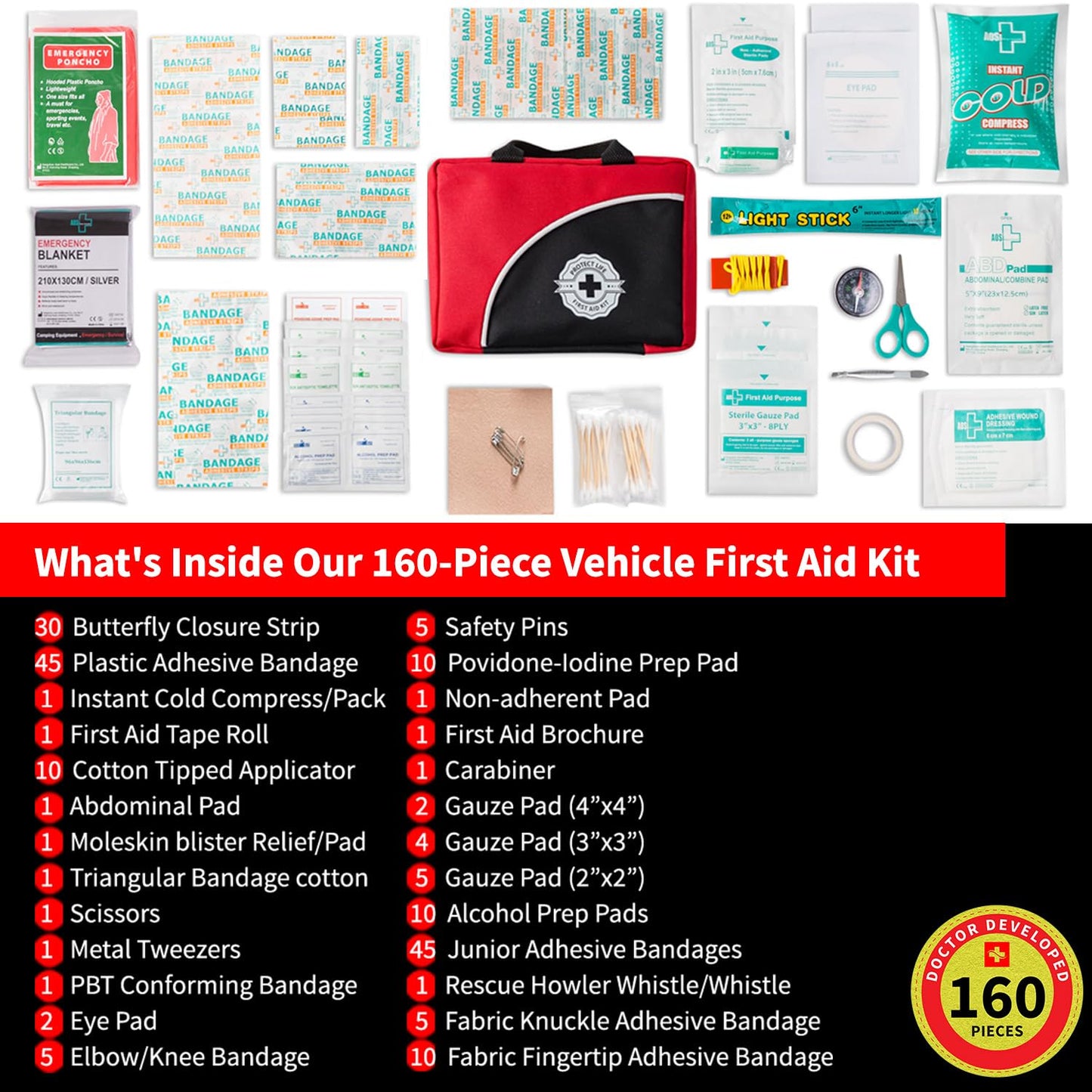 Protect Life 160-Piece Travel First Aid Kit