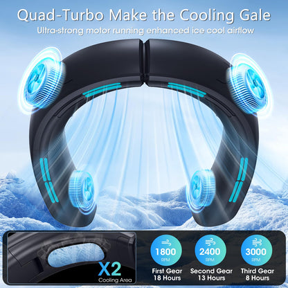 Portable Rechargeable Neck Fan with 360° Cooling
