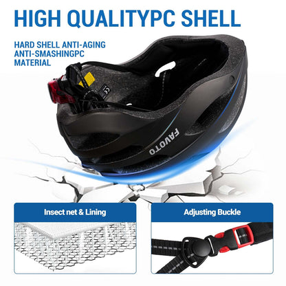 Favoto Rechargeable Bike Helmet with Light & Goggles