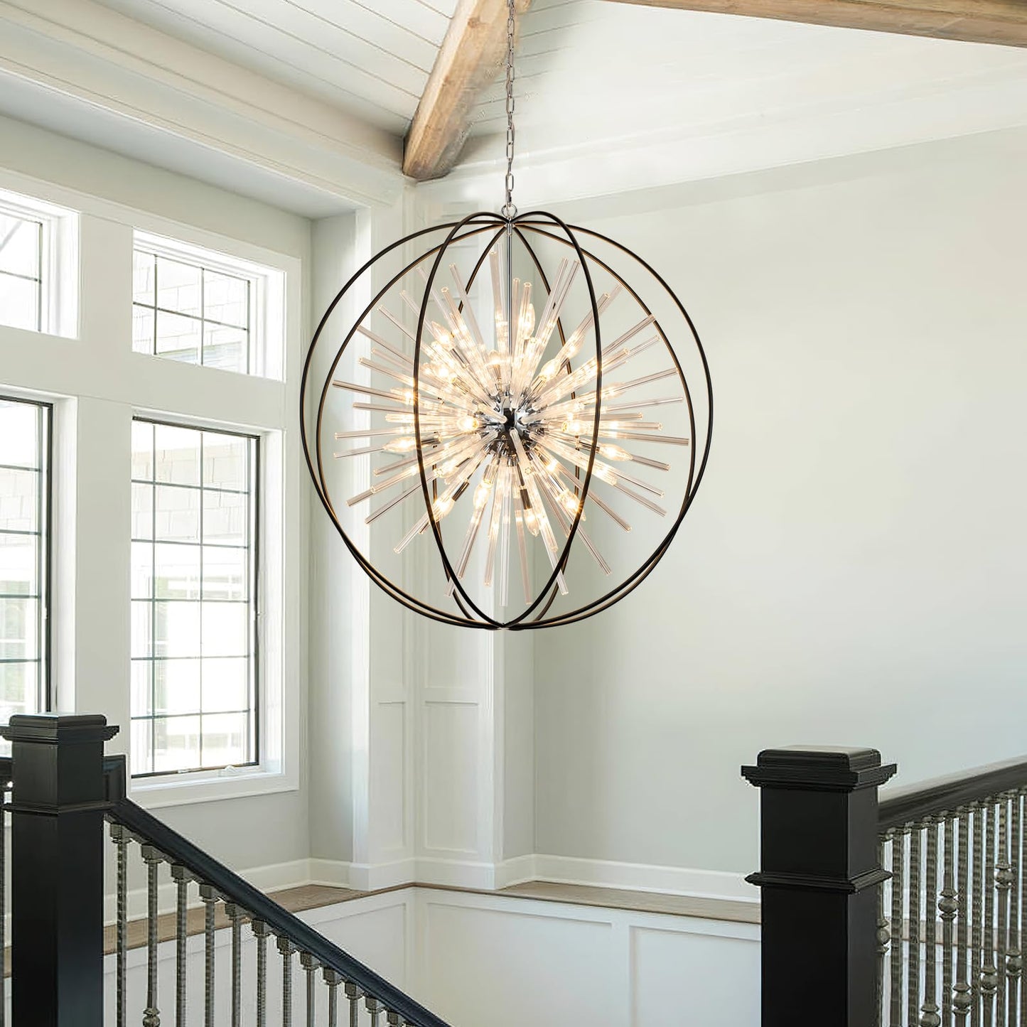 35" 20-Light Modern Chandelier for High Ceilings