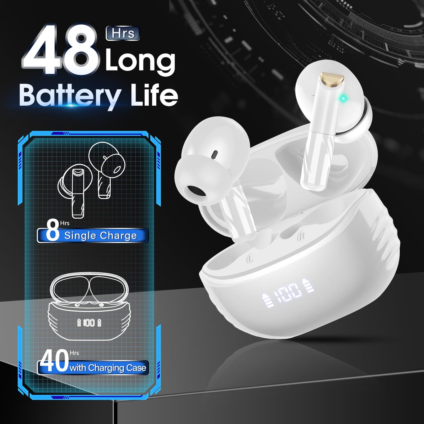 Wireless Bluetooth Earbuds with HiFi Sound and Touch Control