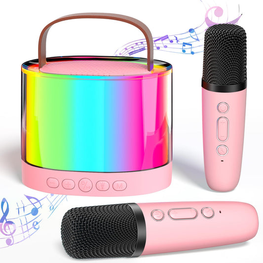 Mini Karaoke Machine with 2 Wireless Microphones