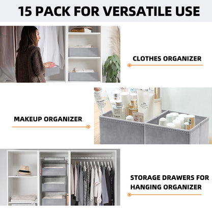 15 Pack Drawer Organizers for Clothing Storage