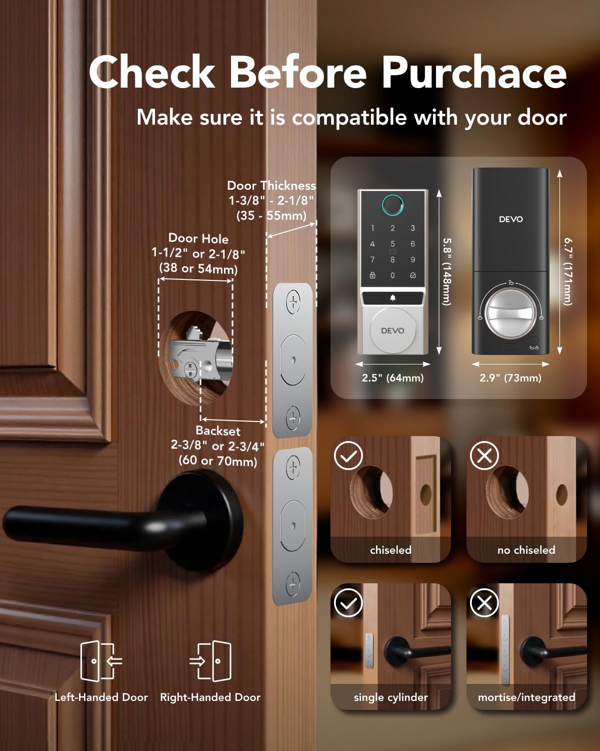 Fingerprint Keyless Entry Door Lock with Wi-Fi