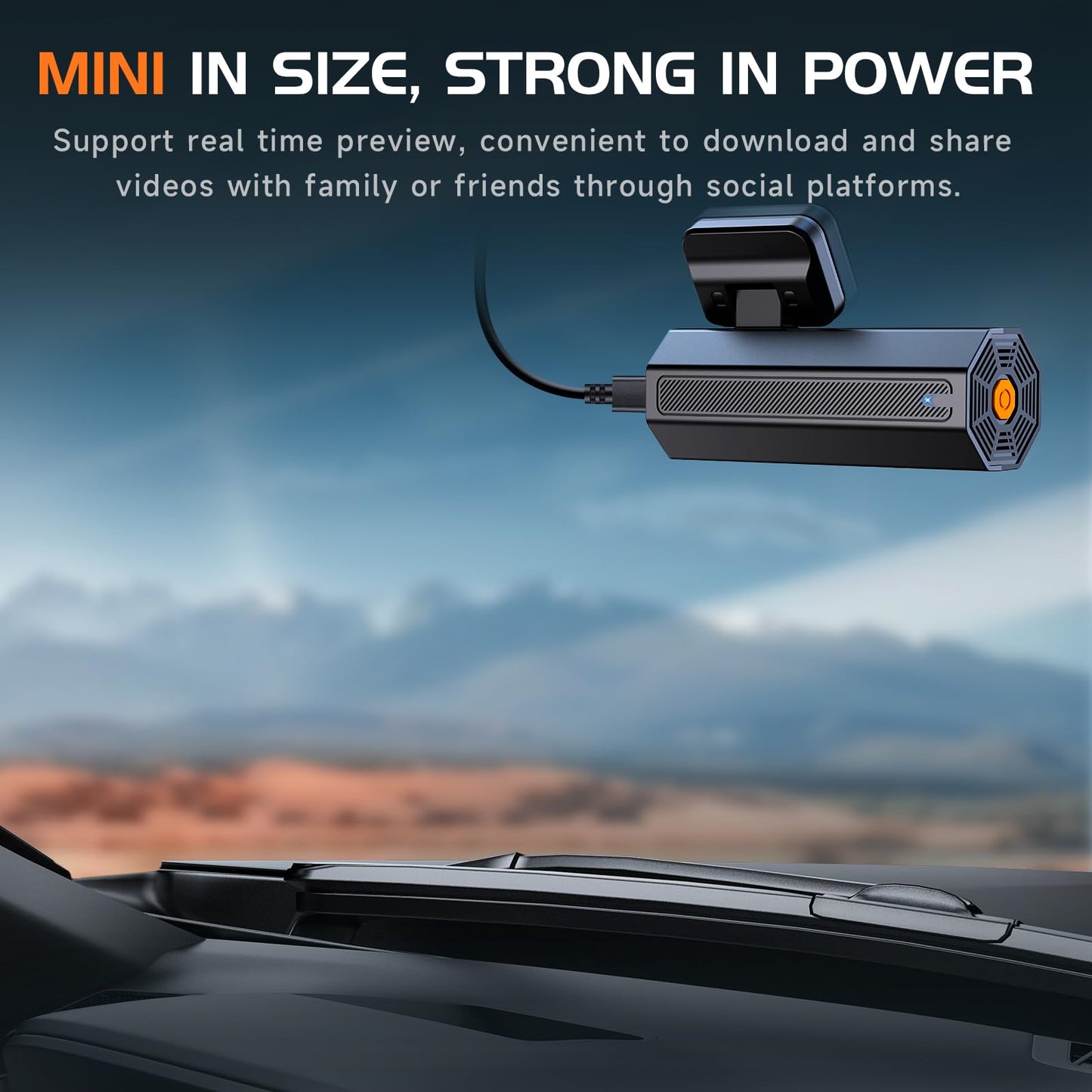 Dash Cam Front 2.5K: VEEMENT Mini Dash Cam for Cars, 1440P Car Camera with APP, WiFi Dash Cam with WDR Night Vision, 24 Hours Parking Monitor Dashcams, 160°Wide, G-Sensor, V200, Black